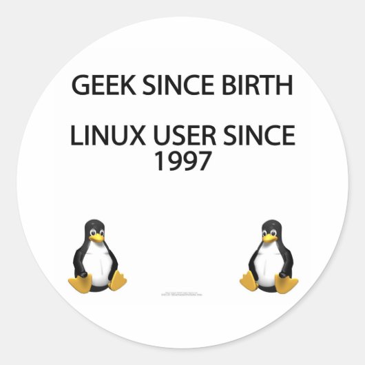 Grieks sinds de geboorte. Linux gebruiker sinds 19 Ronde Sticker (Voorkant)