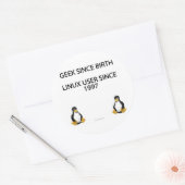 Grieks sinds de geboorte. Linux gebruiker sinds 19 Ronde Sticker (Envelop)