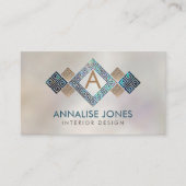 Grieks Sleutel Grieks meander Monogram Abalone Gou Visitekaartje (Voorkant)
