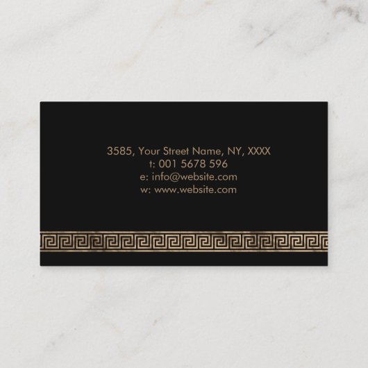 Grieks Sleutel Grieks meander Monogram Abalone Gou Visitekaartje (Achterkant)