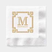 Grieks Sleutel Ingelijste Initiaal Naam Monogram Folie Servetten (Voorkant)