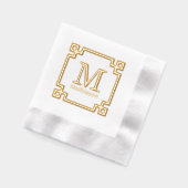 Grieks Sleutel Ingelijste Initiaal Naam Monogram Folie Servetten (Links)