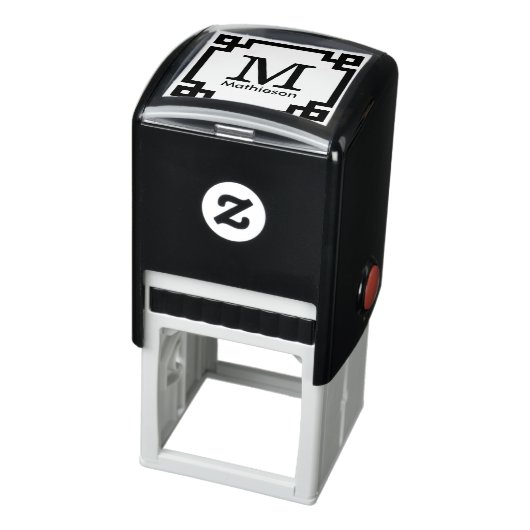 Grieks Sleutel Ingelijste Initiaal Naam Monogram Zelfinktende Stempel (Product)