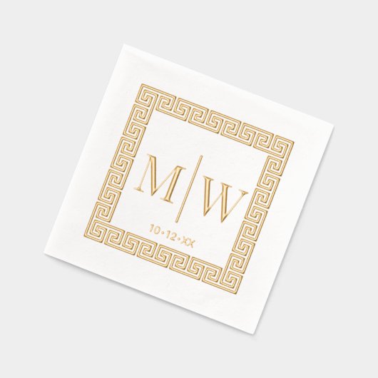 Grieks sleutel Lijst #2 twee Initiaal bruiloft mon Folie Servetten (Links)