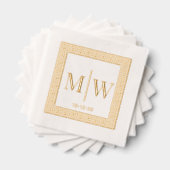 Grieks sleutel Lijst #2 twee Initiaal bruiloft mon Folie Servetten (Insitu (Gestapeld))