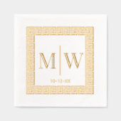 Grieks sleutel Lijst #2 twee Initiaal bruiloft mon Folie Servetten (Voorkant)