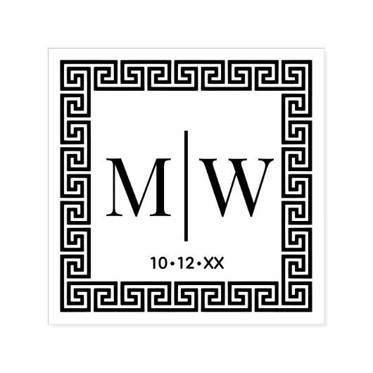 Grieks sleutel Lijst #2 twee Initiaal bruiloft mon Zelfinktende Stempel (Design)
