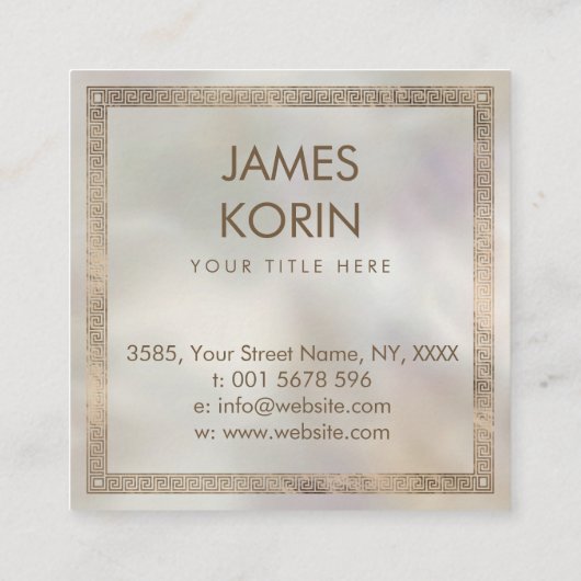 Grieks Sleutel Meander Monogram Abalone en goud Vierkante Visitekaartje (Achterkant)