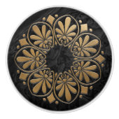 Grieks sleutel Ornament - zwart en goud Keramische Knop (Voorkant)