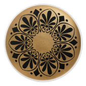 Grieks sleutel Ornament - zwart en goud Keramische Knop (Voorkant)