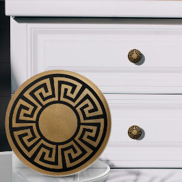 Grieks sleutel Ornament - zwart en goud Keramische Knop