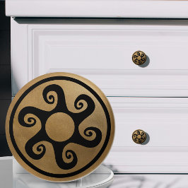 Grieks sleutel Ornament - zwart en goud Keramische Knop