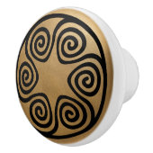 Grieks sleutel Ornament - zwart en goud Keramische Knop (Rechts)