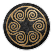 Grieks sleutel Ornament - zwart en goud Keramische Knop (Voorkant)