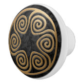 Grieks sleutel Ornament - zwart en goud Keramische Knop (Rechts)