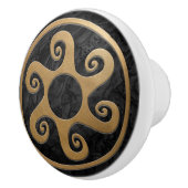 Grieks sleutel Ornament - zwart en goud Keramische Knop (Rechts)