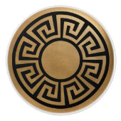 Grieks sleutel Ornament - zwart en goud Keramische Knop (Voorkant)