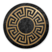 Grieks sleutel Ornament - zwart en goud Keramische Knop (Voorkant)