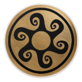 Grieks sleutel Ornament - zwart en goud Keramische Knop (Voorkant)