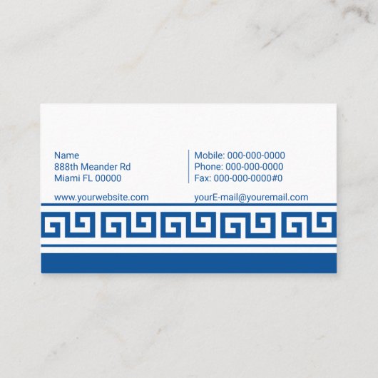 Grieks sleutel Visitekaartje (Achterkant)