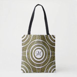Grieks sleutelmechanisme in Geometrische monogram Tote Bag