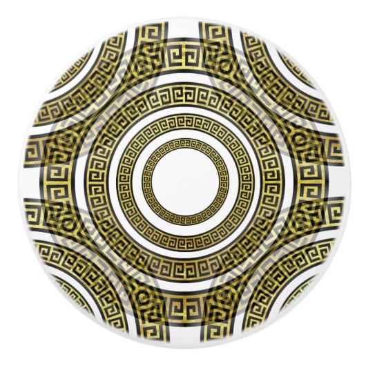 Grieks sleutelmechanisme in Geometrische symmetrie Keramische Knop (Voorkant)