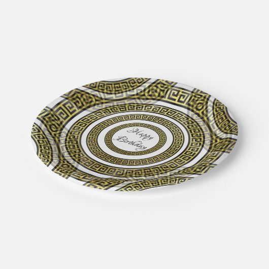 Grieks sleutelmechanisme in geometrische symmetrie papieren bordje (Gekanteld)