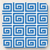 Grieks sleutelontwerp - blauw en wit bier onderzetter (Voorkant)