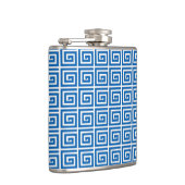 Grieks sleutelontwerp - blauw en wit heupfles (Rechts)