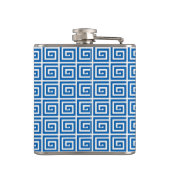 Grieks sleutelontwerp - blauw en wit heupfles (Achterkant)