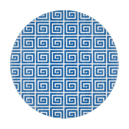 Grieks sleutelontwerp - blauw en wit snijplank (Voorkant)