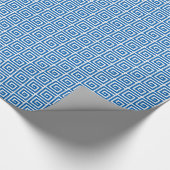 Grieks sleutelontwerp - blauw en wit uiterlijk cadeaupapier (Hoek)
