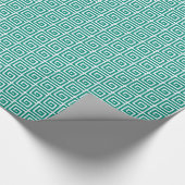 Grieks sleutelontwerp - blauwgroen en wit uiterlij cadeaupapier (Hoek)