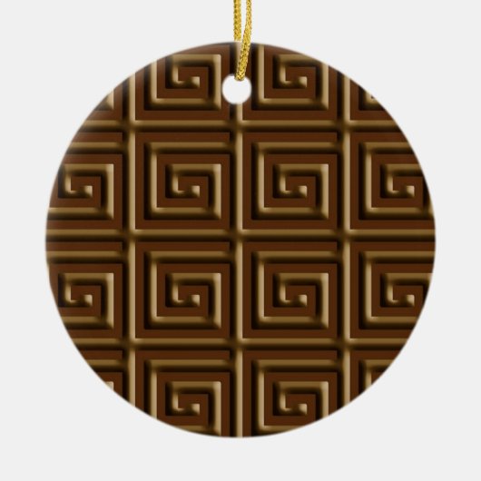Grieks sleutelontwerp - donkere chocolade keramisch ornament (Voorkant)
