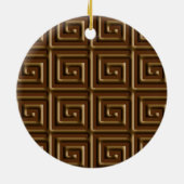 Grieks sleutelontwerp - donkere chocolade keramisch ornament (Achterkant)