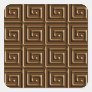 Grieks sleutelontwerp - donkere chocolade vierkante sticker