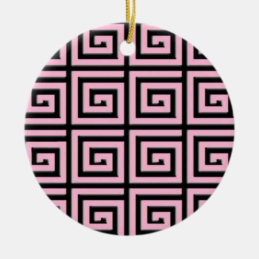 Grieks sleutelontwerp - roze en zwart keramisch ornament (Voorkant)