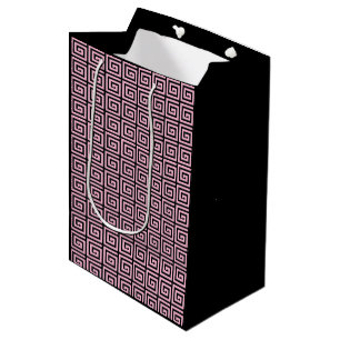 Grieks sleutelontwerp - roze en zwart medium cadeauzakje