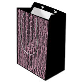 Grieks sleutelontwerp - roze en zwart medium cadeauzakje (Achterkant Gekanteld)