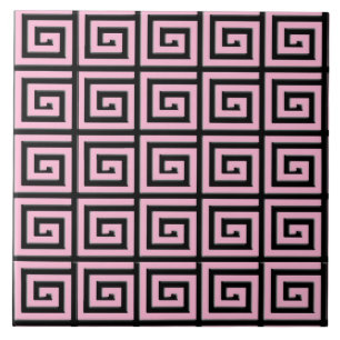 Grieks sleutelontwerp - roze en zwart tegeltje