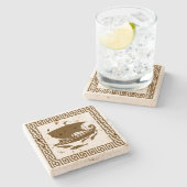 Grieks sleutelontwerp stenen onderzetter (Zijkant)