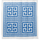Grieks sleutelpatroon blauw en wit douchegordijn (Voorkant)