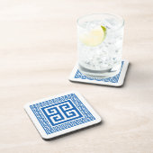 Grieks sleutelpatroon blauw en wit ontwerp Onderze Bier Onderzetter (Rechterzijde)