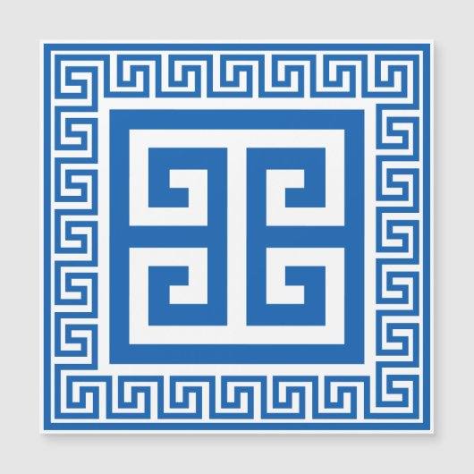Grieks Sleutelpatroon Blauwe en Witte Magnetische  (Voorkant)