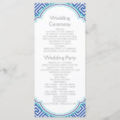 Grieks sleutelpatroon en programma voor blauwe kol programmakaart (Achterkant)