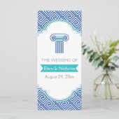 Grieks sleutelpatroon en programma voor blauwe kol programmakaart (Staand voorkant)