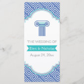 Grieks sleutelpatroon en programma voor blauwe kol programmakaart (Voorkant)