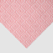 Grieks sleutelpatroon in koraalroze en wit tissuepapier (Detail)