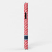 Grieks Sleutelpatroon Roze Wit Grijs met Naam Case-Mate iPhone Case (Achterkant/rechts)