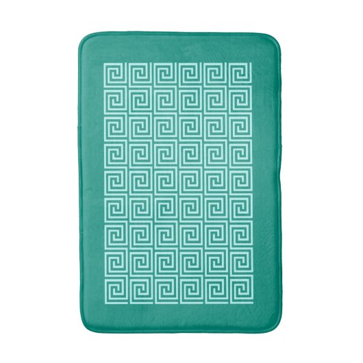 Grieks sleutelpatroon, Turquoise en Aqua Badmat (Voorkant Verticaal)